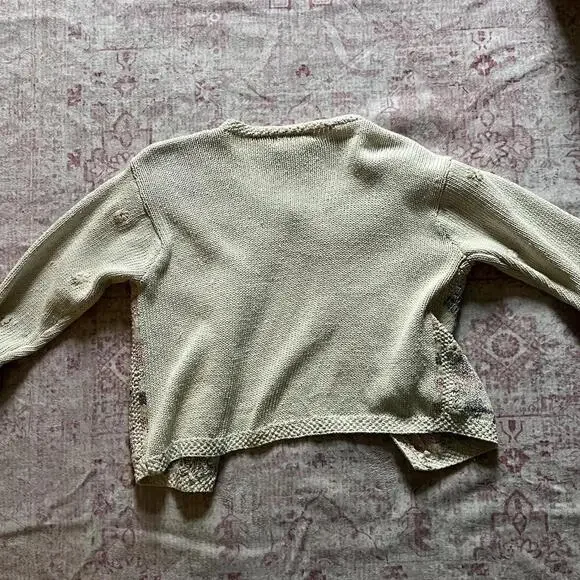 Vintage 90s Hand-Knit Pastel Patchwork Cardigan - Picture 2 of 7